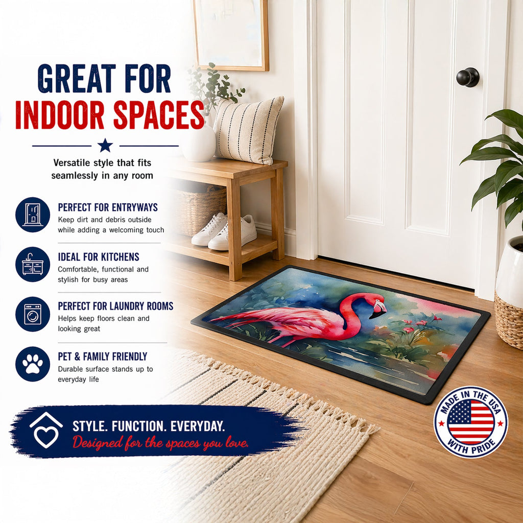 Flamingo Doormat Indoor Outdoor 24H X 36W Front Door Mat Rugs for Entryway, Non Slip Washable Low Pile,