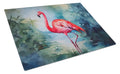 Flamingo Cutting Board Tempered Glass Kitchen Cutting Surface, Heat Resistant Chopping, Non-Slip Feet, Food Prep & Serving