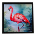 Flamingo Framed Metal Print Bathroom, Kitchen, Office, Home Decor Wall Art Ready to Hang, Square, 8X8