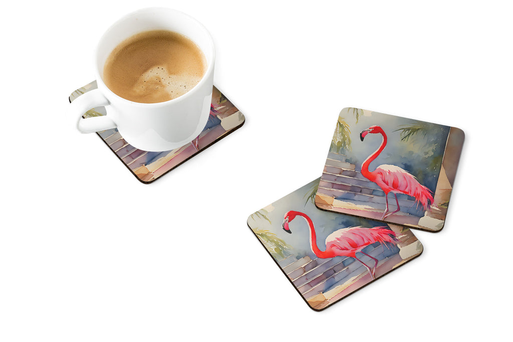 Flamingo Foam Coasters Set of 4 Cup Coasters for Indoor Outdoor, Tabletop Protection, Anti Slip, Mouse pad Material