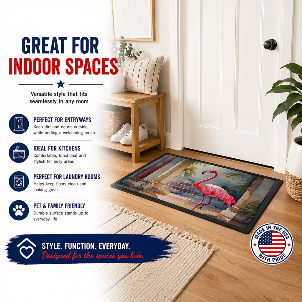Flamingo Doormat Indoor Outdoor 24H X 36W Front Door Mat Rugs for Entryway, Non Slip Washable Low Pile,