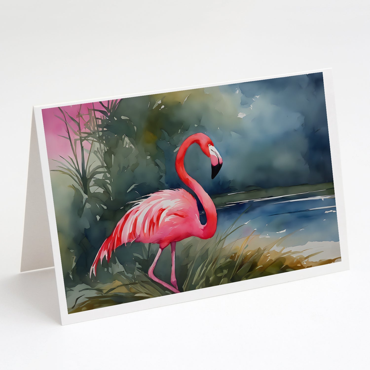 Flamingo Greeting Cards Pack of 8 Blank Cards with Envelopes Whimsical A7 Size 5x7