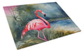Flamingo Cutting Board Tempered Glass Kitchen Cutting Surface, Heat Resistant Chopping, Non-Slip Feet, Food Prep & Serving