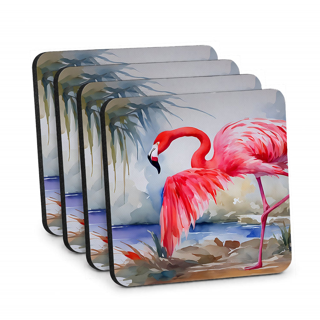 Flamingo Foam Coasters Set of 4 Cup Coasters for Indoor Outdoor, Tabletop Protection, Anti Slip, Mouse pad Material