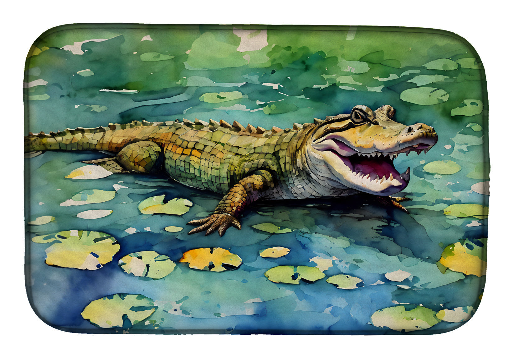 Alligator Dish Drying Mat Absorbent Dish Drying Mat Pad for Kitchen Counter Dish Drainer Mat for Countertop, 14 x 21", Multicolor