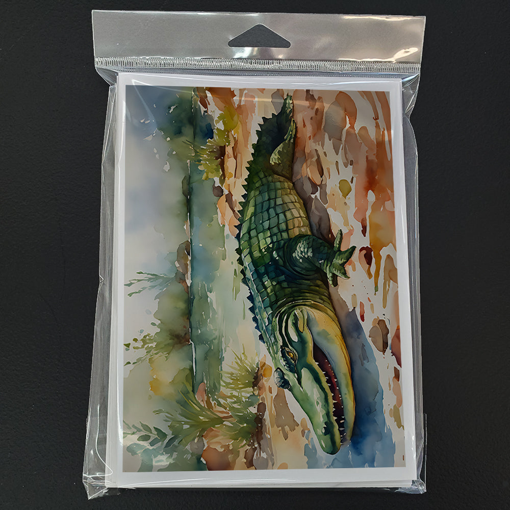 Alligator Greeting Cards Pack of 8 Blank Cards with Envelopes Whimsical A7 Size 5x7