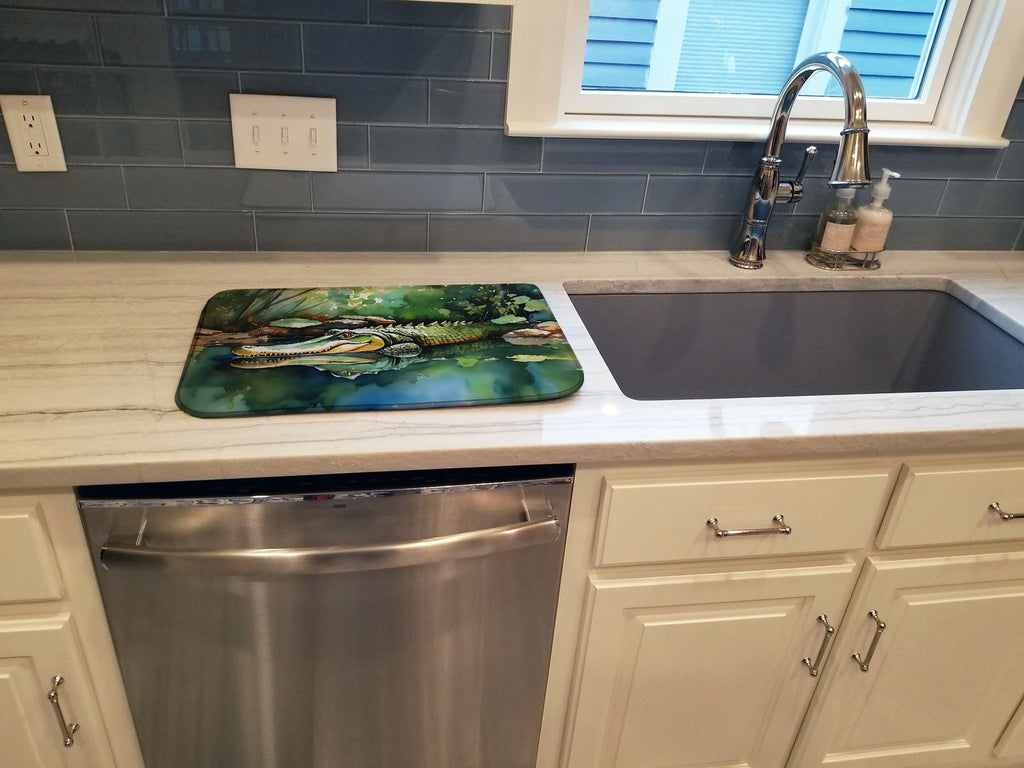 Alligator Dish Drying Mat Absorbent Dish Drying Mat Pad for Kitchen Counter Dish Drainer Mat for Countertop, 14 x 21", Multicolor