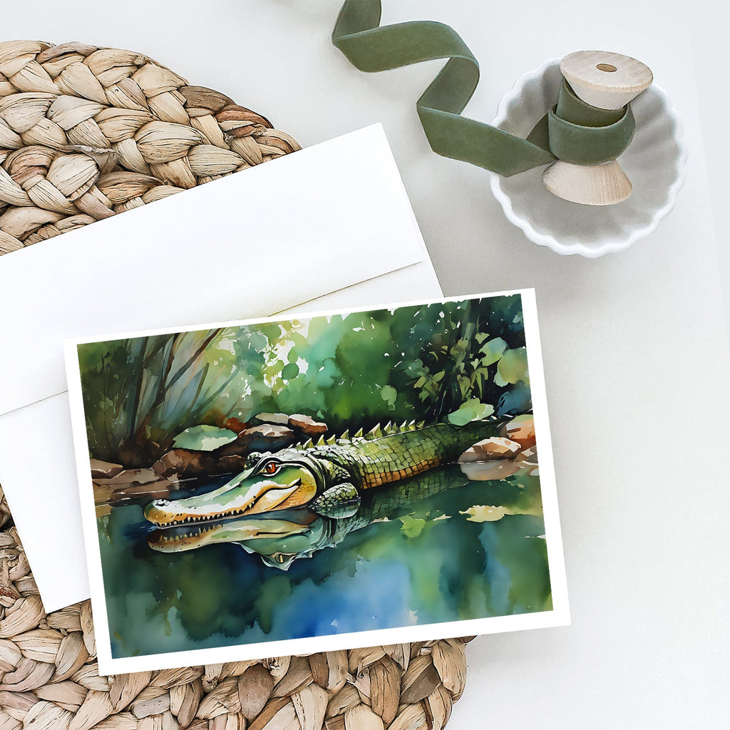 Alligator Greeting Cards Pack of 8 Blank Cards with Envelopes Whimsical A7 Size 5x7