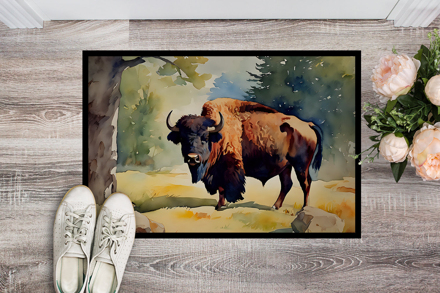 American Bison Doormat Indoor Outdoor 24H X 36W Front Door Mat Rugs for Entryway, Non Slip Washable Low Pile,