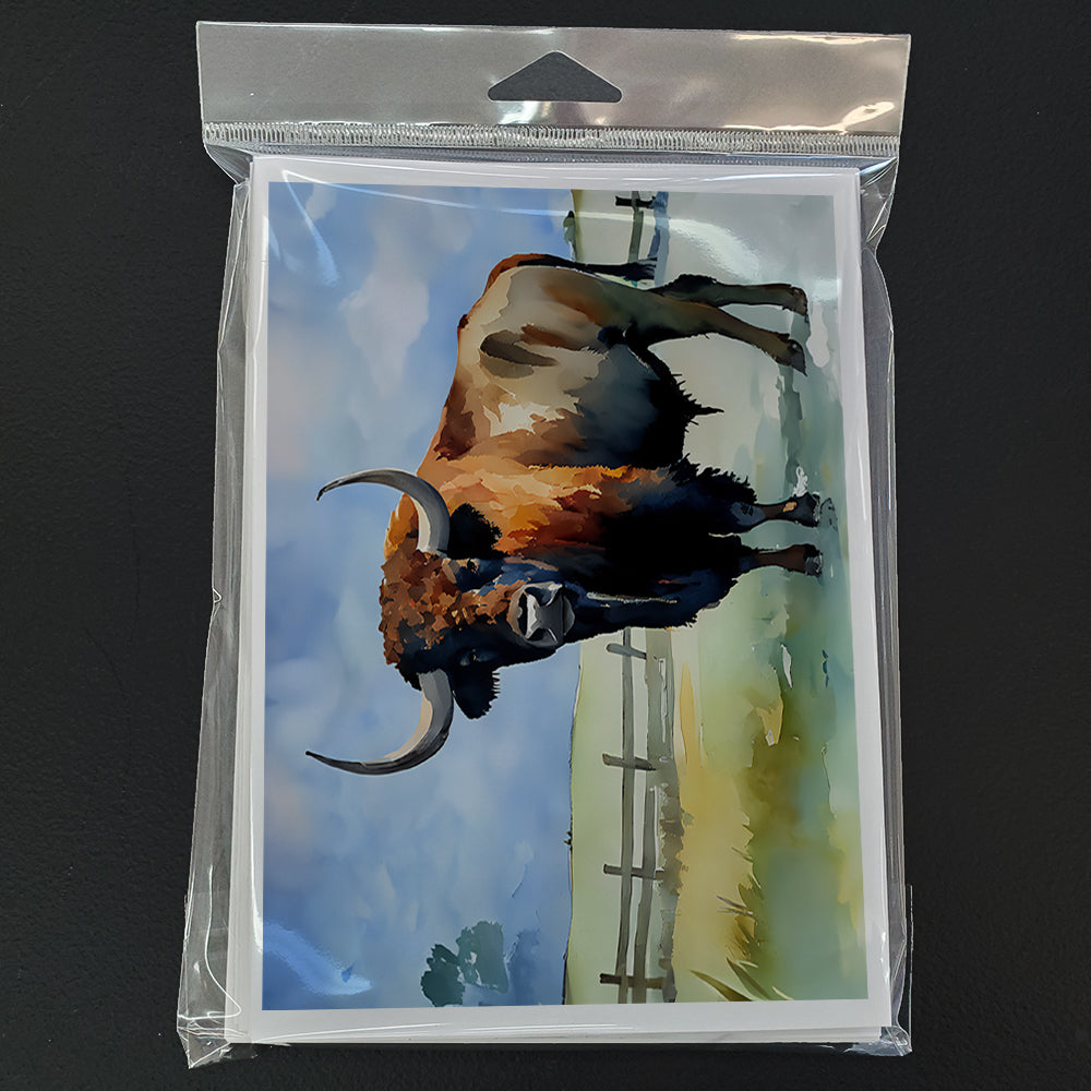 American Bison Greeting Cards Pack of 8 Blank Cards with Envelopes Whimsical A7 Size 5x7