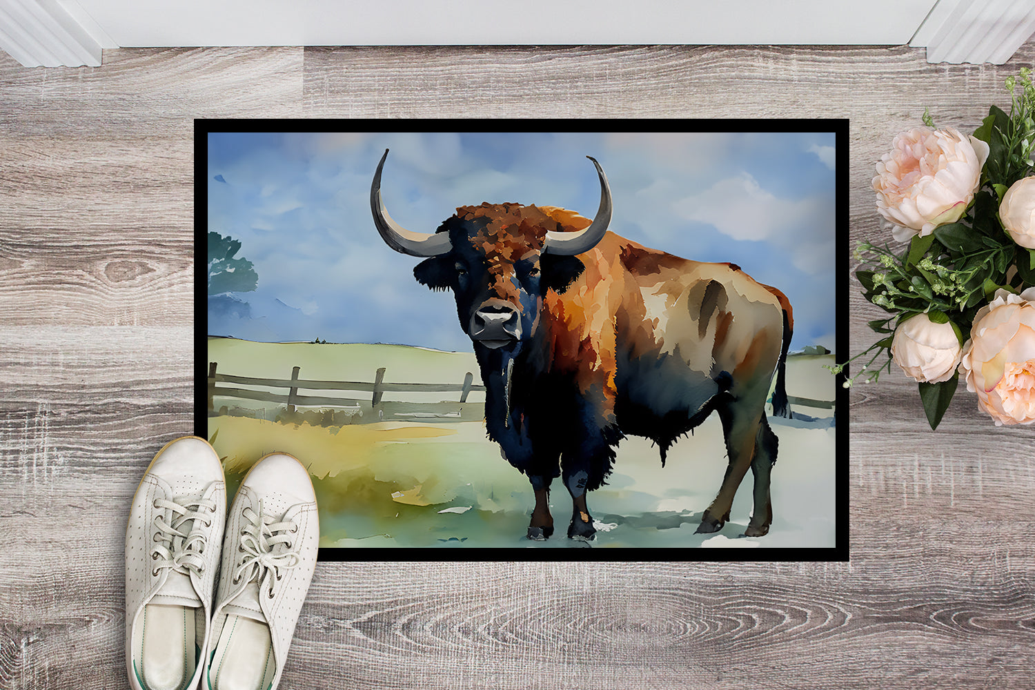 American Bison Doormat Indoor Outdoor 18H X 27W Front Door Mat Rugs for Entryway, Non Slip Washable