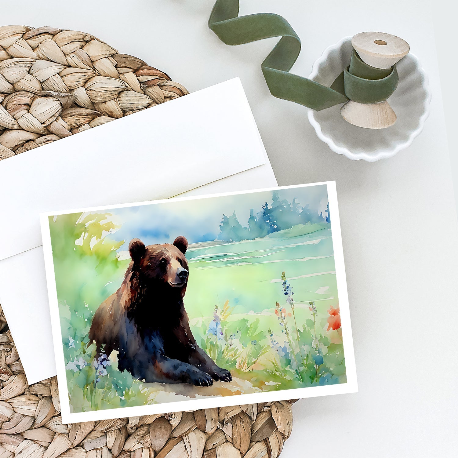 American Black Bear Greeting Cards Pack of 8 Blank Cards with Envelopes Whimsical A7 Size 5x7