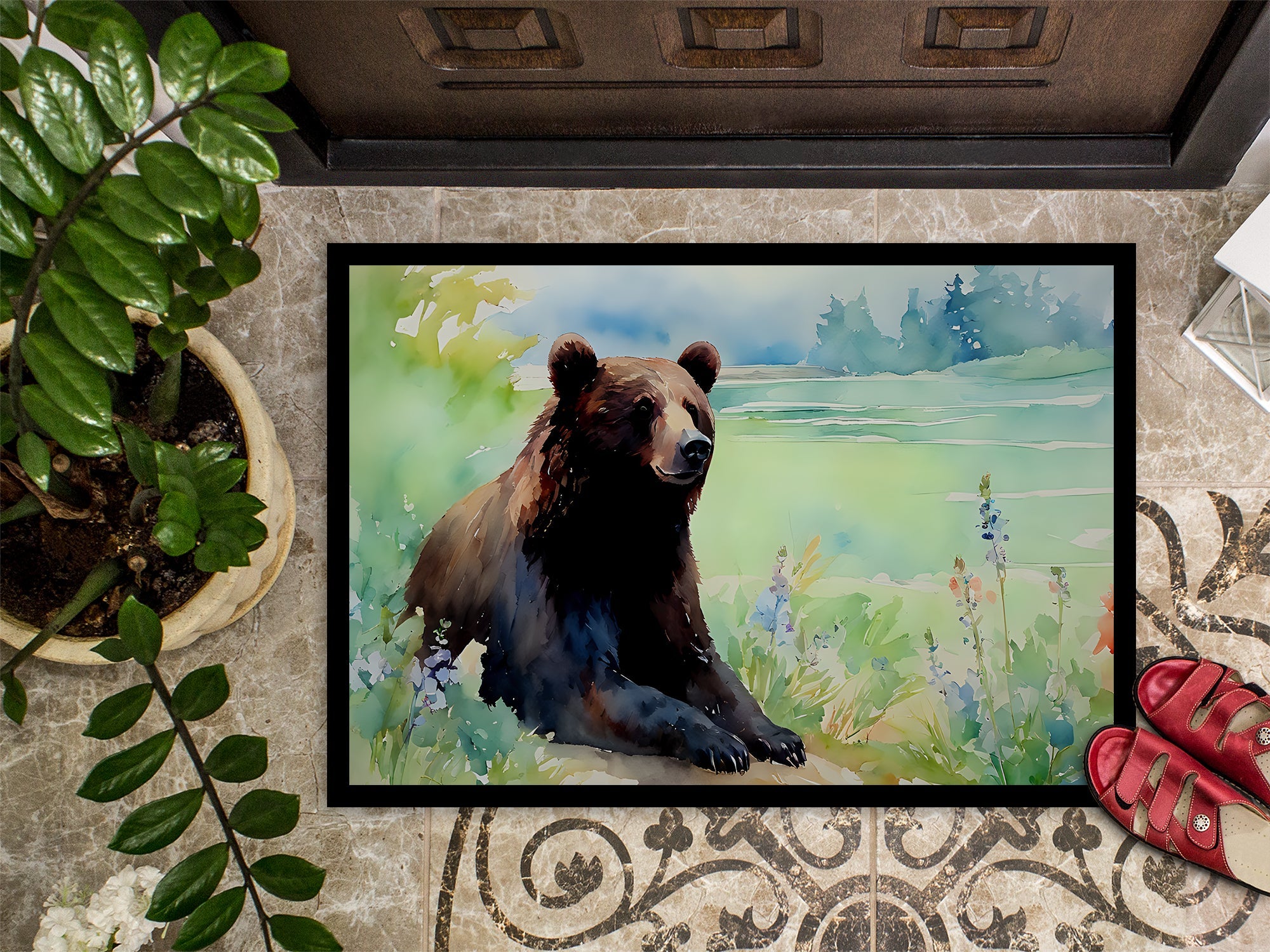 American Black Bear Doormat Indoor Outdoor 18H X 27W Front Door Mat Rugs for Entryway, Non Slip Washable