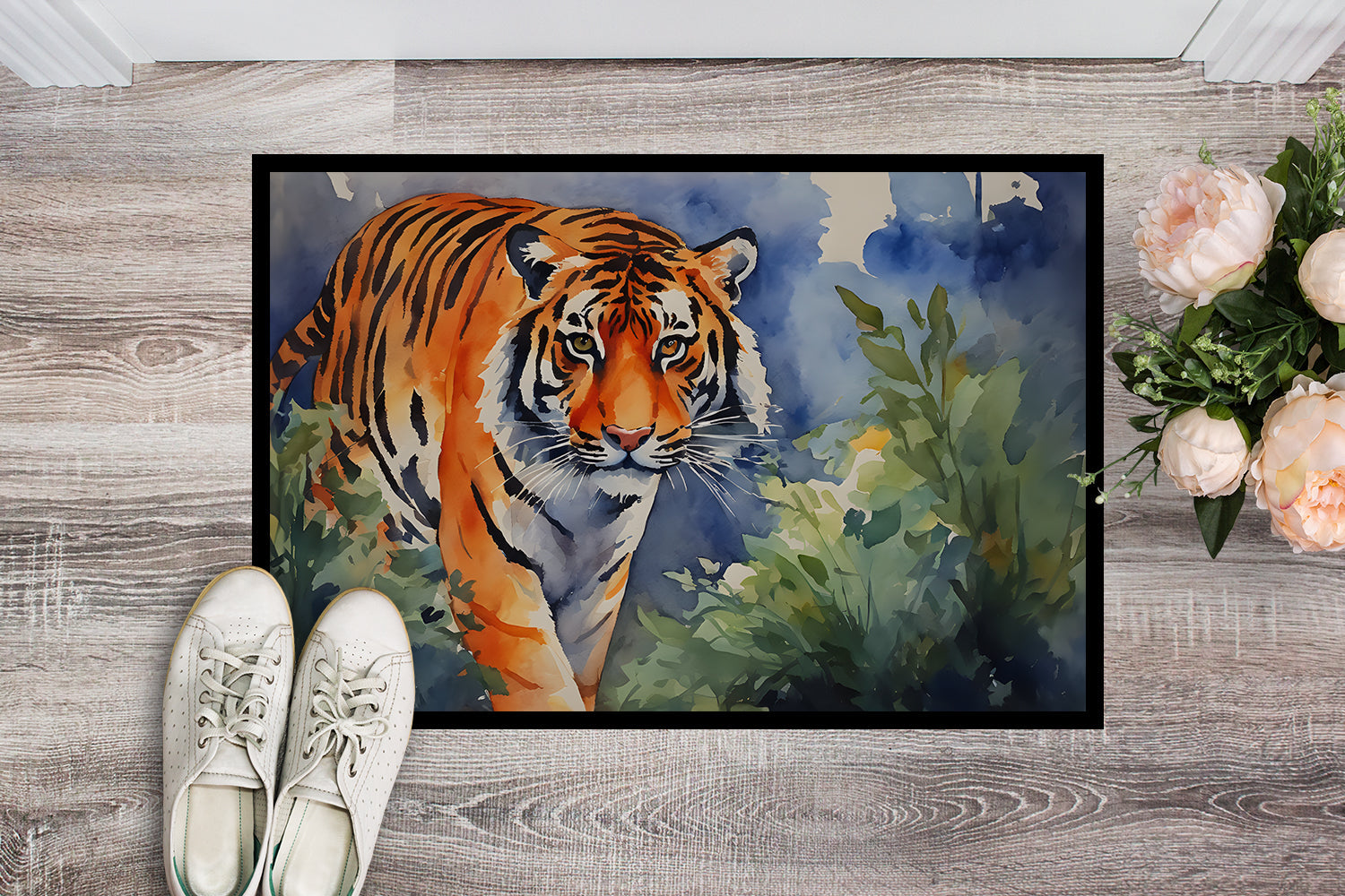 Bengal Tiger Doormat Indoor Outdoor 24H X 36W Front Door Mat Rugs for Entryway, Non Slip Washable Low Pile,