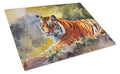 Bengal Tiger Cutting Board Tempered Glass Kitchen Cutting Surface, Heat Resistant Chopping, Non-Slip Feet, Food Prep & Serving