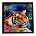 Bengal Tiger Framed Metal Print Bathroom, Kitchen, Office, Home Decor Wall Art Ready to Hang, Square, 8X8