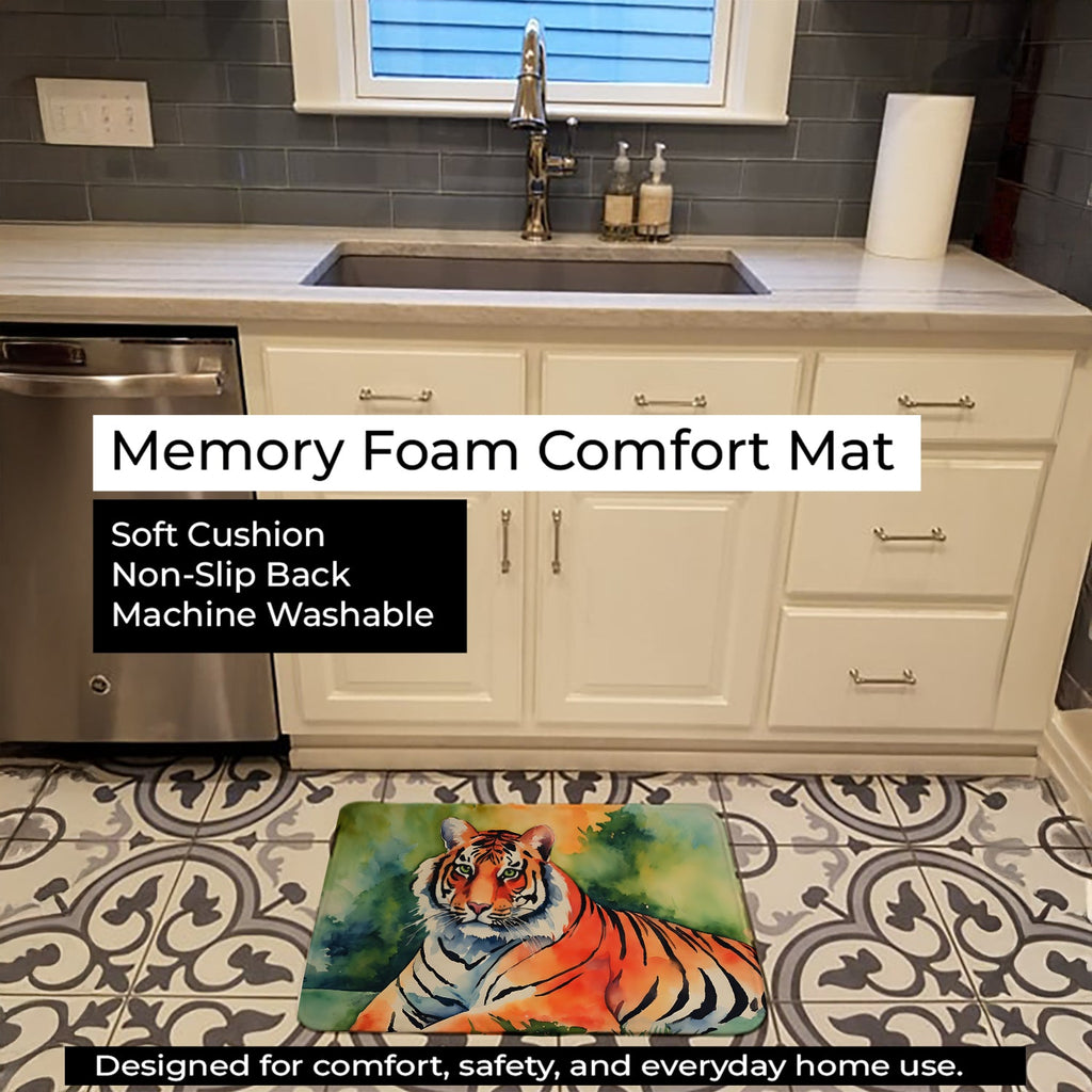 Bengal Tiger Memory Foam Kitchen Mat Machine Washable Anti-Fatigue Cushion Comfort Bath or Kitchen Rug