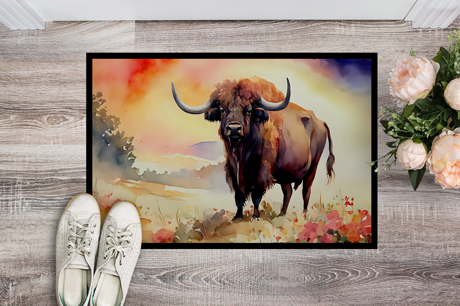 Buffalo Doormat Indoor Outdoor 24H X 36W Front Door Mat Rugs for Entryway, Non Slip Washable Low Pile,