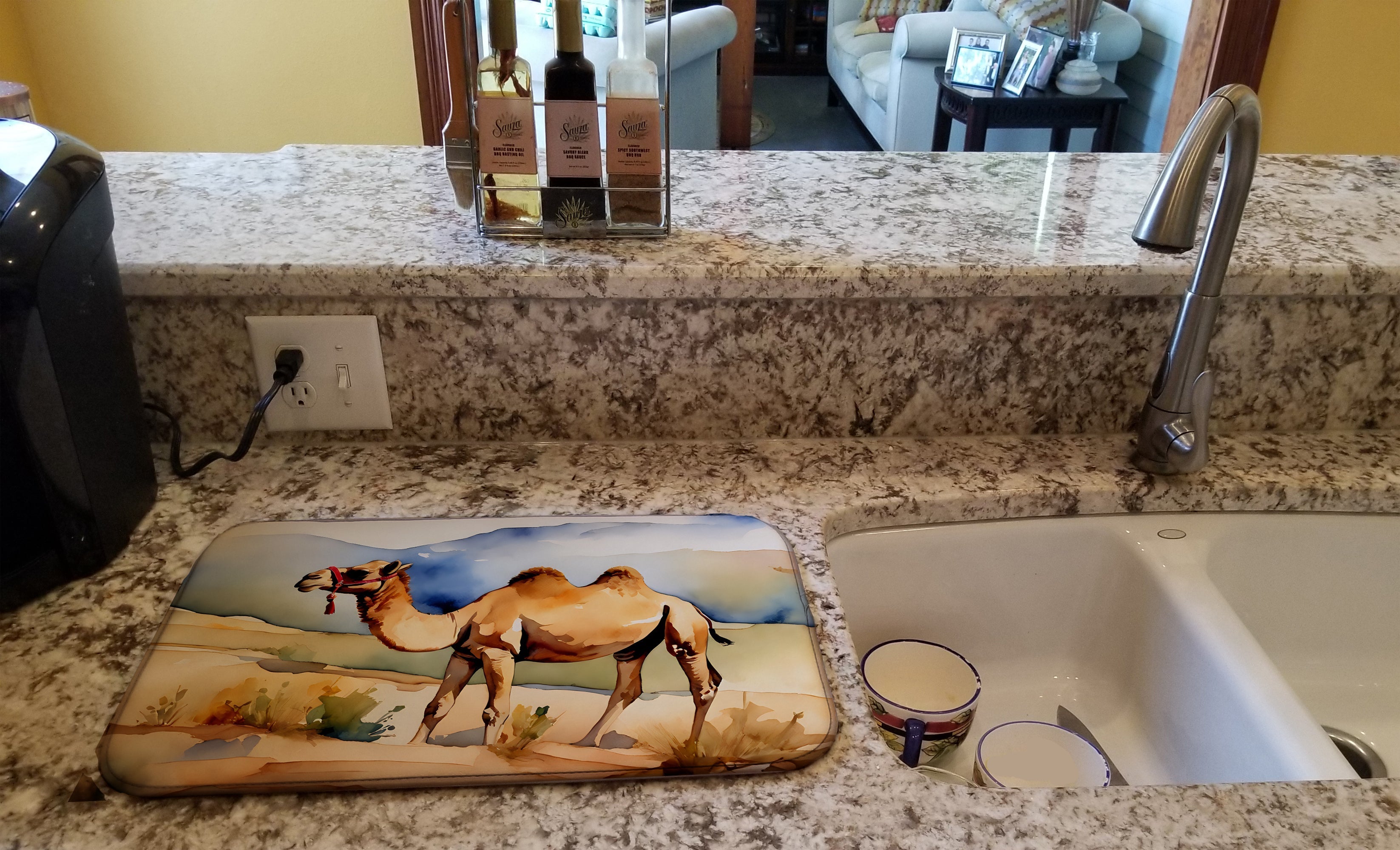 Camel Dish Drying Mat Absorbent Dish Drying Mat Pad for Kitchen Counter Dish Drainer Mat for Countertop, 14 x 21", Multicolor