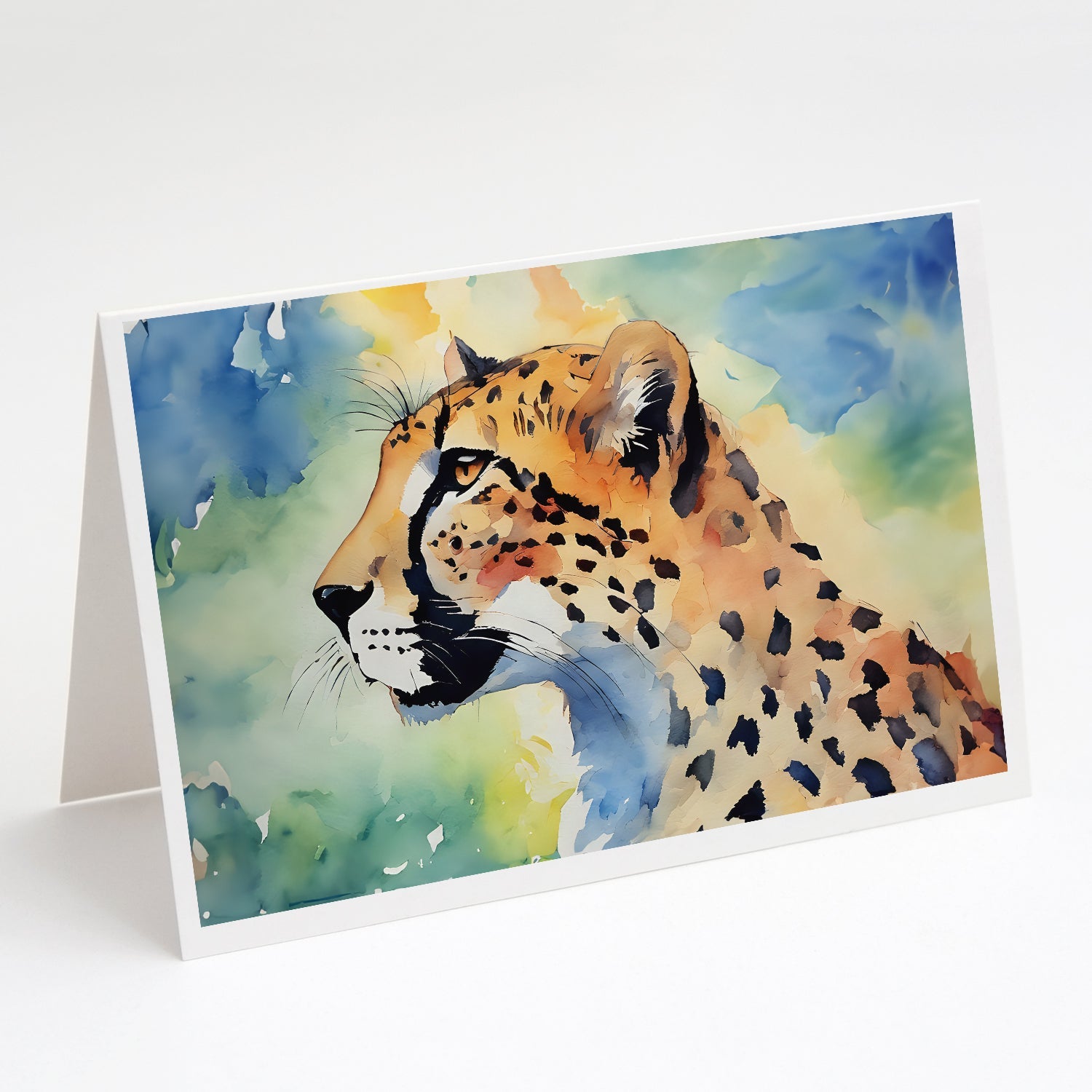 Cheetah Greeting Cards Pack of 8 Blank Cards with Envelopes Whimsical A7 Size 5x7