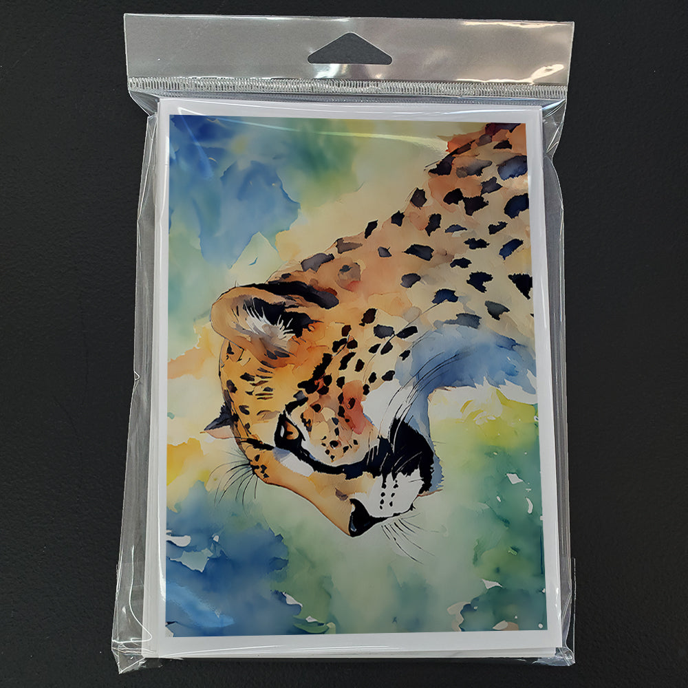 Cheetah Greeting Cards Pack of 8 Blank Cards with Envelopes Whimsical A7 Size 5x7