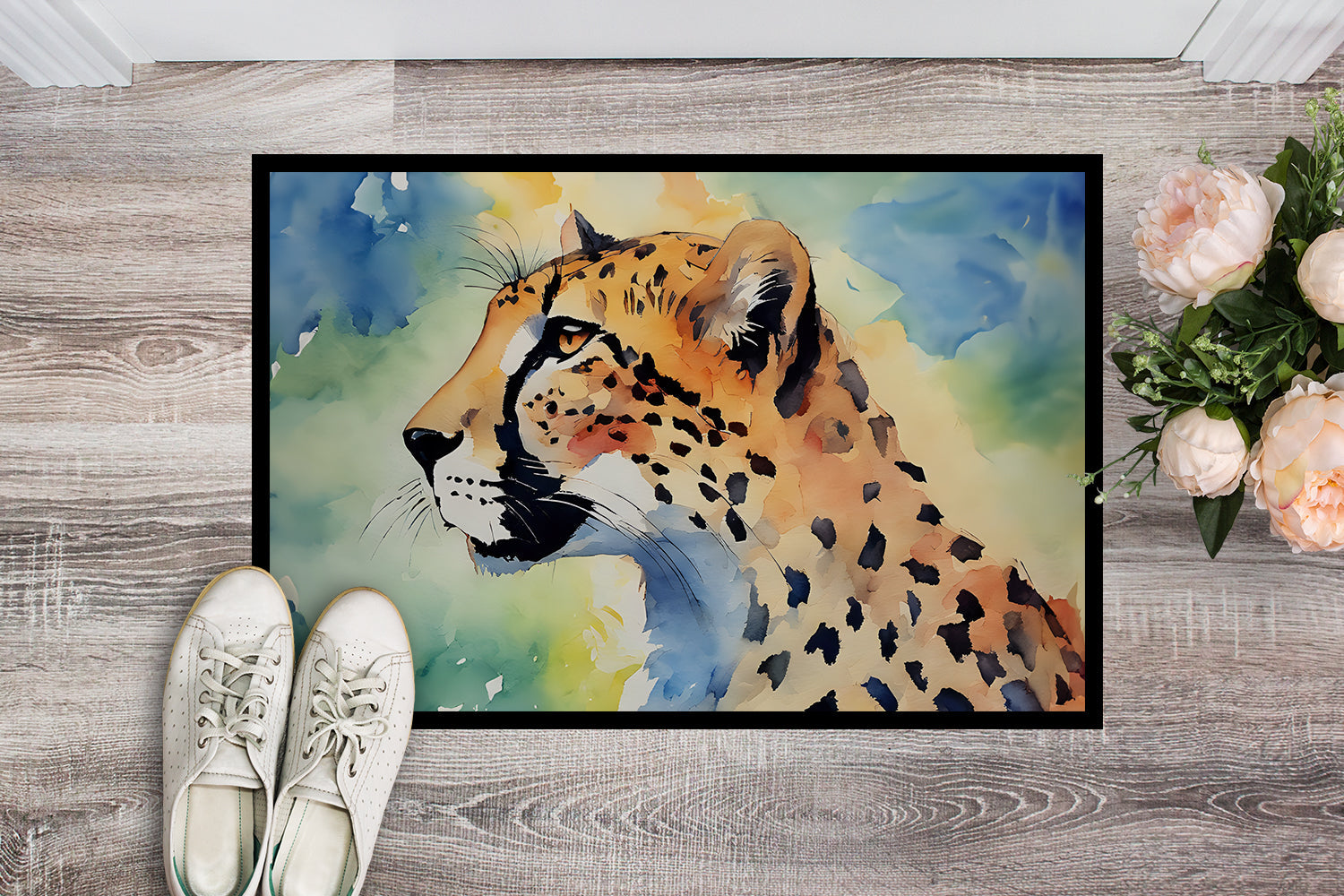 Cheetah Doormat Indoor Outdoor 18H X 27W Front Door Mat Rugs for Entryway, Non Slip Washable