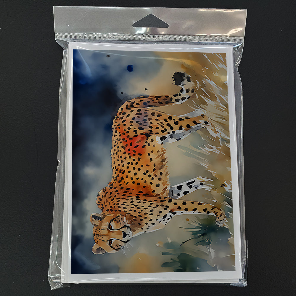 Cheetah Greeting Cards Pack of 8 Blank Cards with Envelopes Whimsical A7 Size 5x7