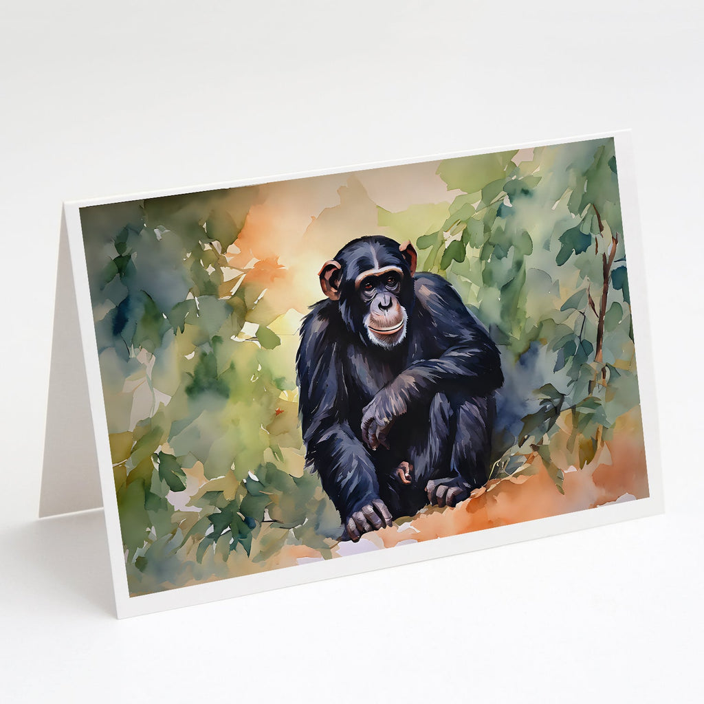 Chimpanzee Greeting Cards Pack of 8 Blank Cards with Envelopes Whimsical A7 Size 5x7