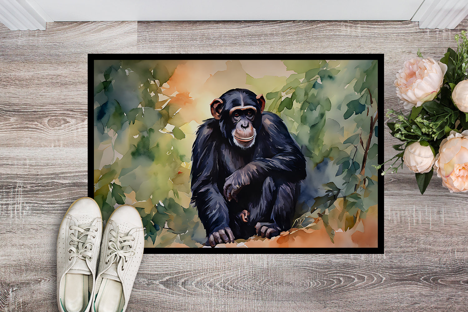 Chimpanzee Doormat Indoor Outdoor 18H X 27W Front Door Mat Rugs for Entryway, Non Slip Washable