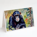 Chimpanzee Greeting Cards Pack of 8 Blank Cards with Envelopes Whimsical A7 Size 5x7