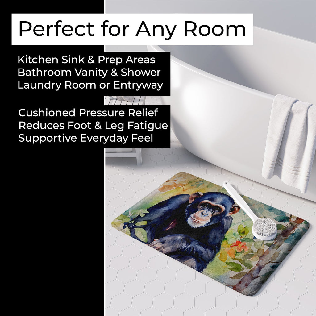 Chimpanzee Memory Foam Kitchen Mat Machine Washable Anti-Fatigue Cushion Comfort Bath or Kitchen Rug