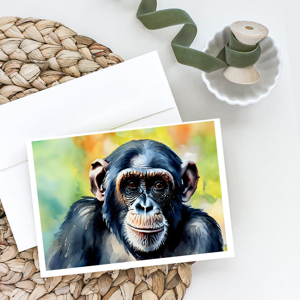 Chimpanzee Greeting Cards Pack of 8 Blank Cards with Envelopes Whimsical A7 Size 5x7