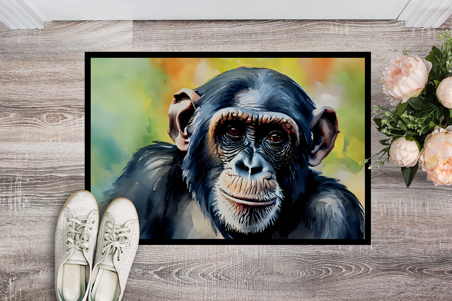 Chimpanzee Doormat Indoor Outdoor 24H X 36W Front Door Mat Rugs for Entryway, Non Slip Washable Low Pile,