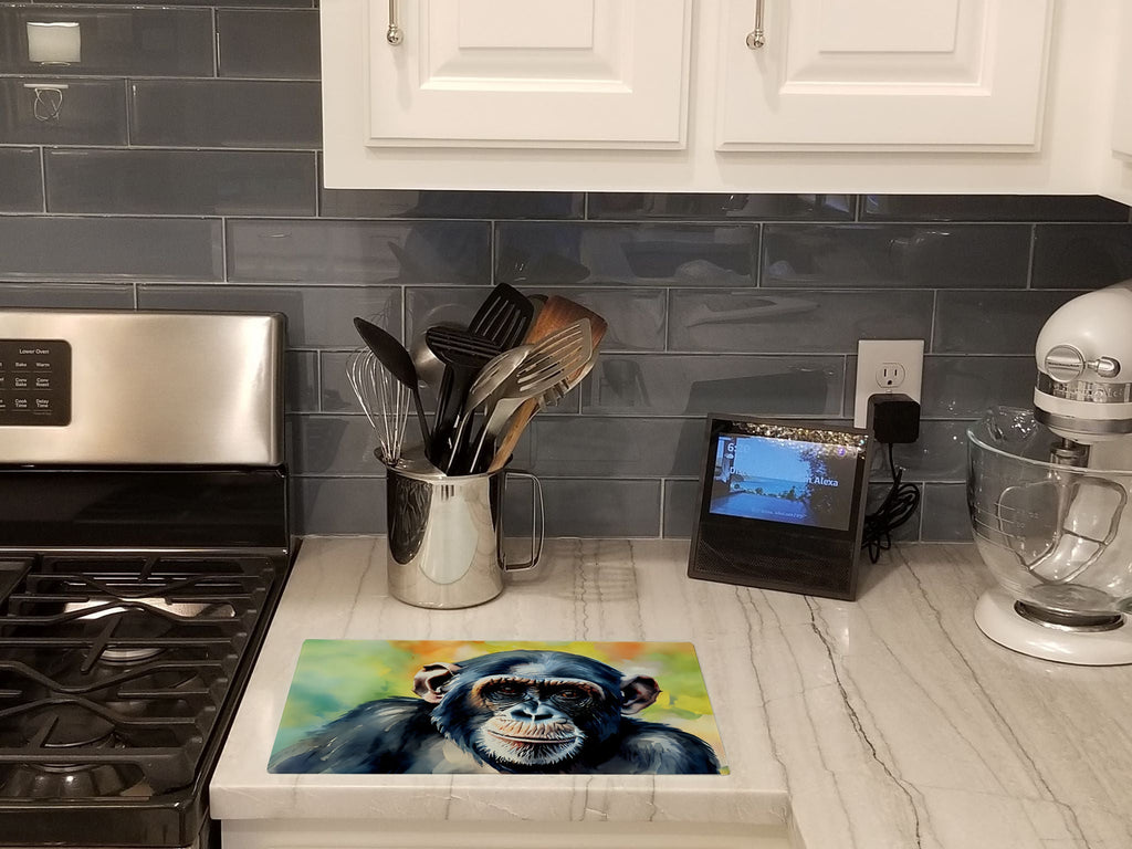 Chimpanzee Cutting Board Tempered Glass Kitchen Cutting Surface, Heat Resistant Chopping, Non-Slip Feet, Food Prep & Serving