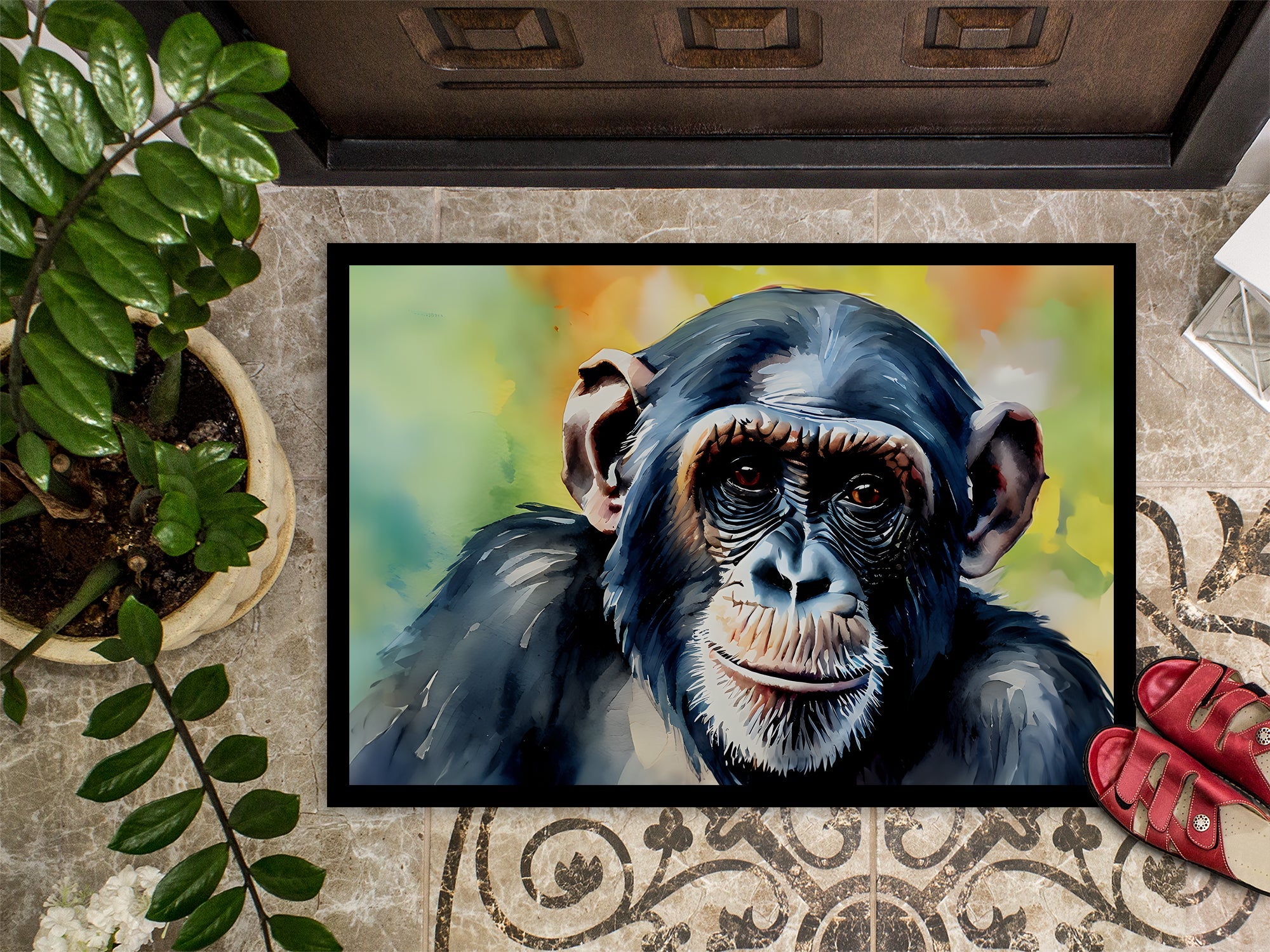 Chimpanzee Doormat Indoor Outdoor 18H X 27W Front Door Mat Rugs for Entryway, Non Slip Washable