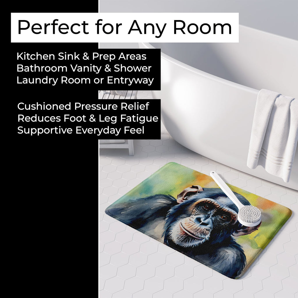 Chimpanzee Memory Foam Kitchen Mat Machine Washable Anti-Fatigue Cushion Comfort Bath or Kitchen Rug