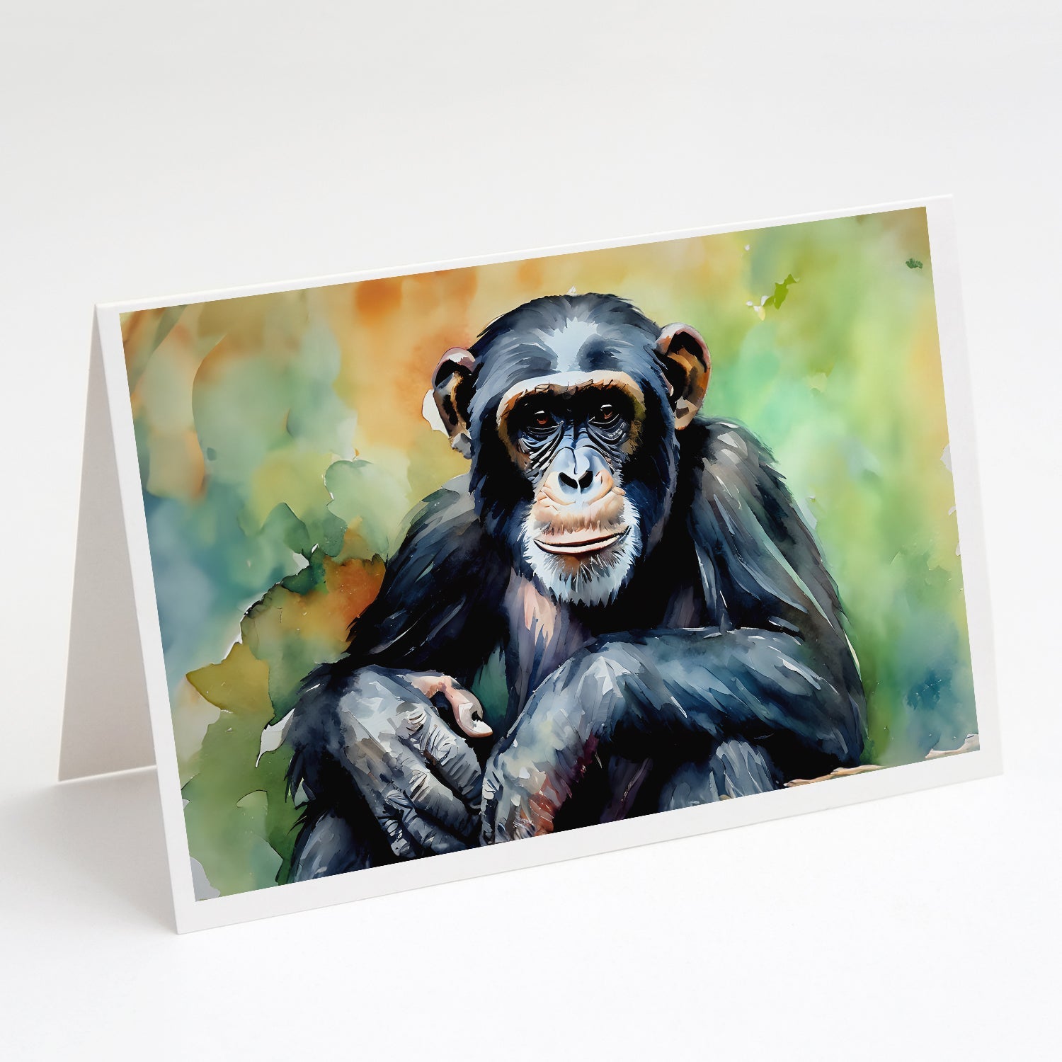 Chimpanzee Greeting Cards Pack of 8 Blank Cards with Envelopes Whimsical A7 Size 5x7