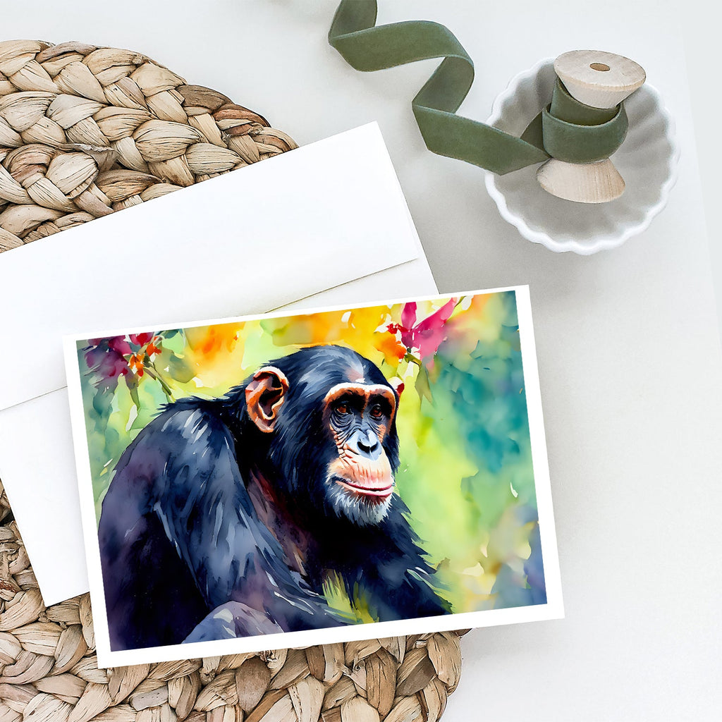 Chimpanzee Greeting Cards Pack of 8 Blank Cards with Envelopes Whimsical A7 Size 5x7