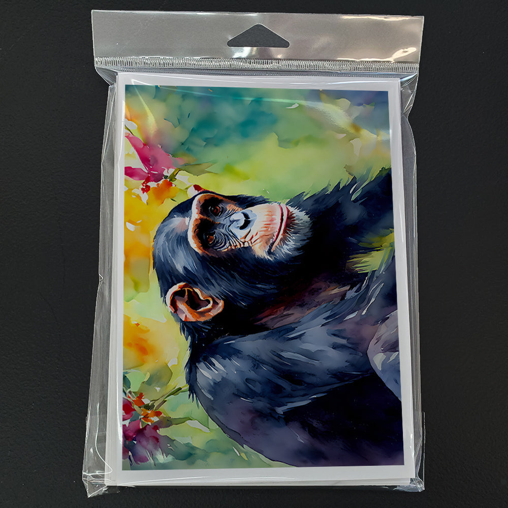 Chimpanzee Greeting Cards Pack of 8 Blank Cards with Envelopes Whimsical A7 Size 5x7
