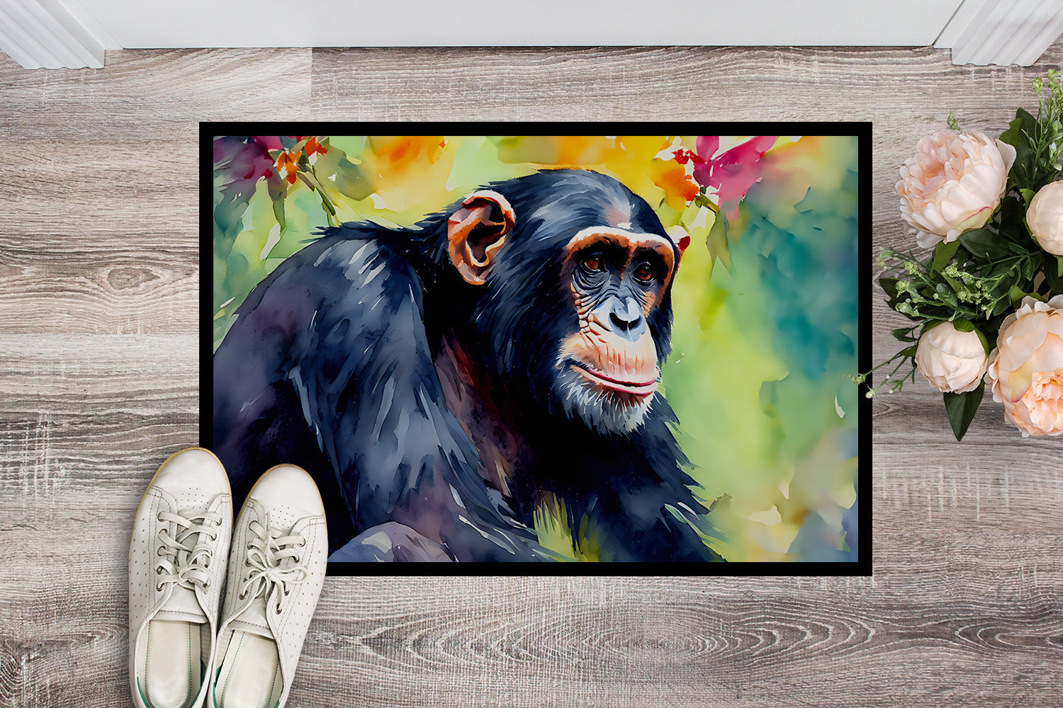 Chimpanzee Doormat Indoor Outdoor 24H X 36W Front Door Mat Rugs for Entryway, Non Slip Washable Low Pile,