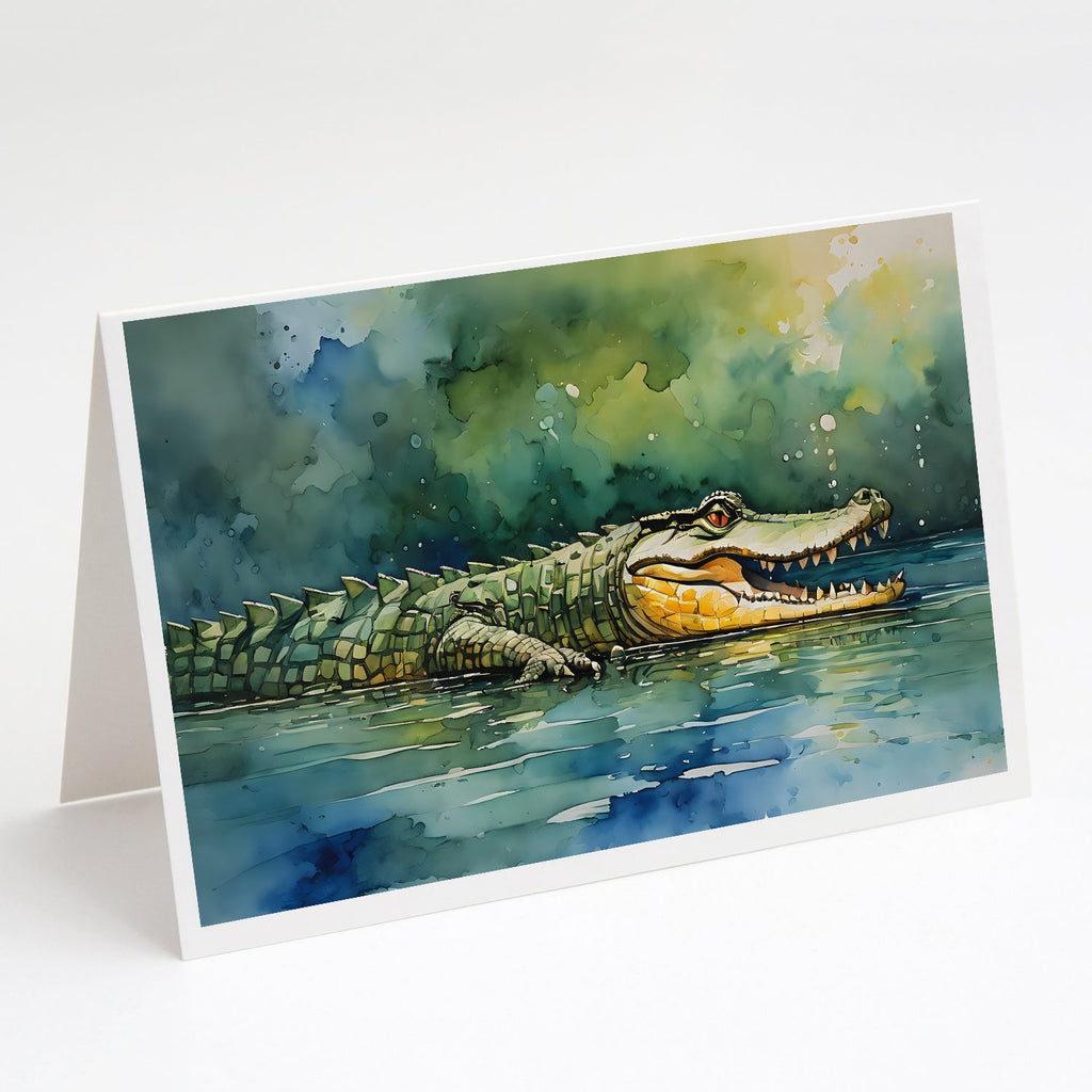 Crocodile Greeting Cards Pack of 8 Blank Cards with Envelopes Whimsical A7 Size 5x7