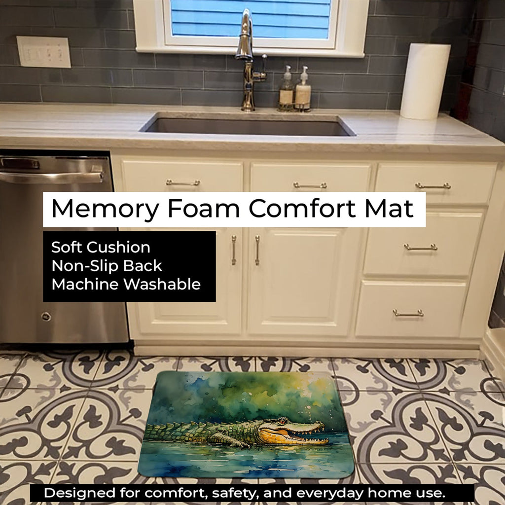 Crocodile Memory Foam Kitchen Mat Machine Washable Anti-Fatigue Cushion Comfort Bath or Kitchen Rug