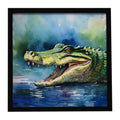 Crocodile Framed Metal Print Bathroom, Kitchen, Office, Home Decor Wall Art Ready to Hang, Square, 8X8