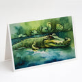 Crocodile Greeting Cards Pack of 8 Blank Cards with Envelopes Whimsical A7 Size 5x7