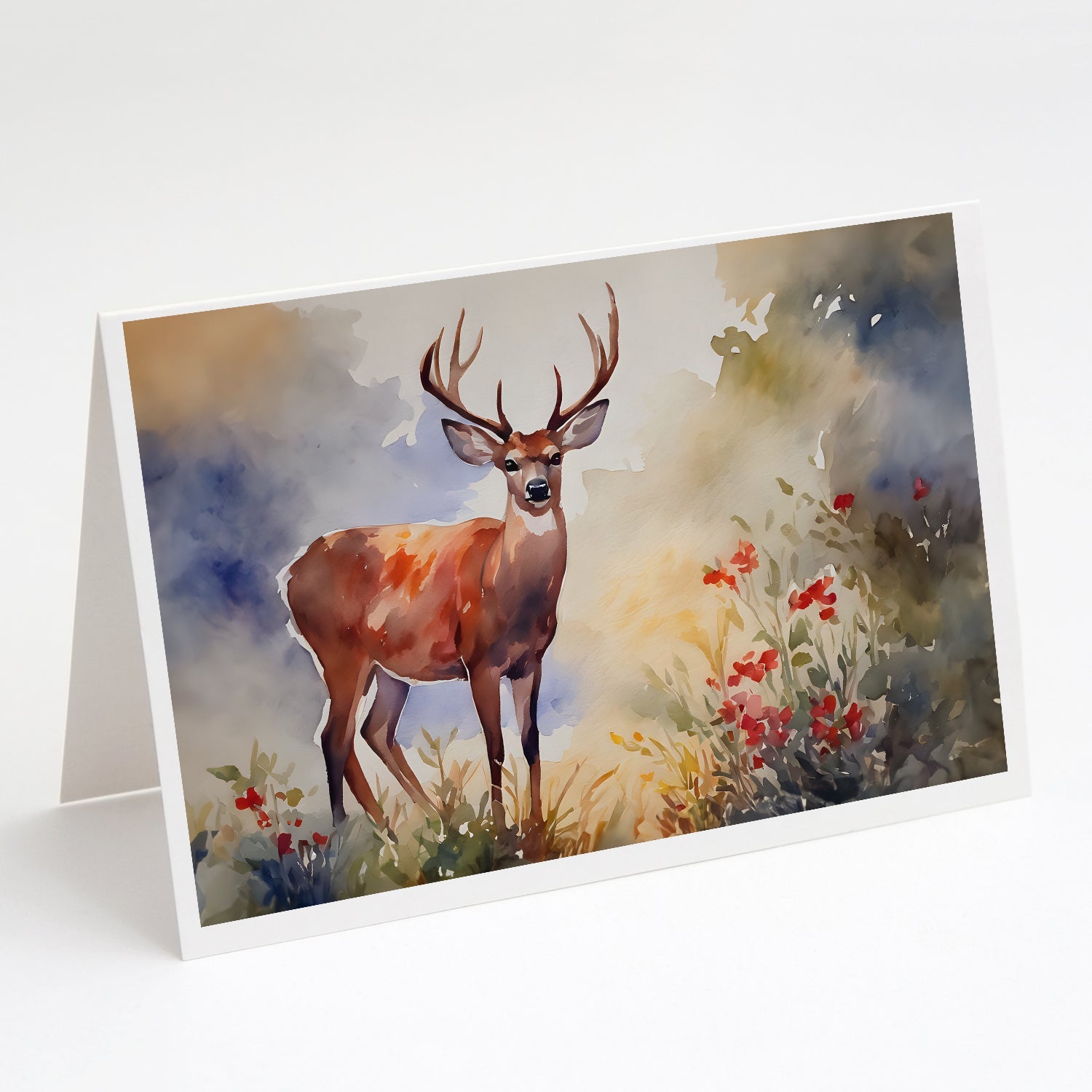 Deer Greeting Cards Pack of 8 Blank Cards with Envelopes Whimsical A7 Size 5x7