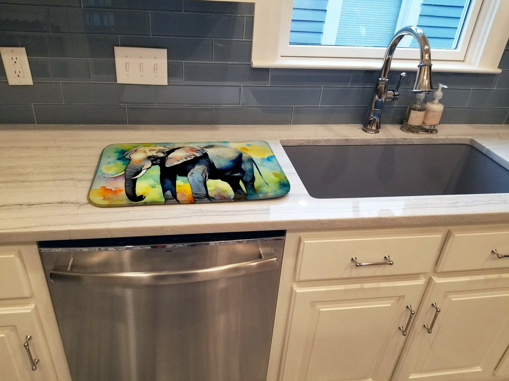 Elephant Dish Drying Mat Absorbent Dish Drying Mat Pad for Kitchen Counter Dish Drainer Mat for Countertop, 14 x 21", Multicolor