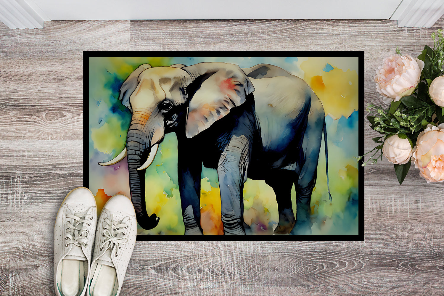 Elephant Doormat Indoor Outdoor 18H X 27W Front Door Mat Rugs for Entryway, Non Slip Washable