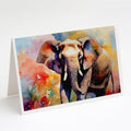 Elephant Greeting Cards Pack of 8 Blank Cards with Envelopes Whimsical A7 Size 5x7