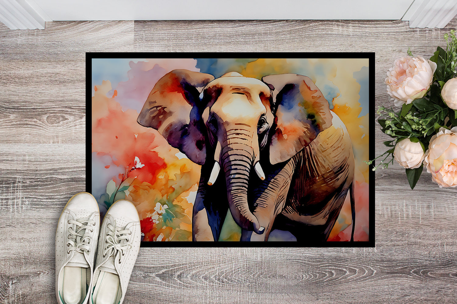 Elephant Doormat Indoor Outdoor 18H X 27W Front Door Mat Rugs for Entryway, Non Slip Washable