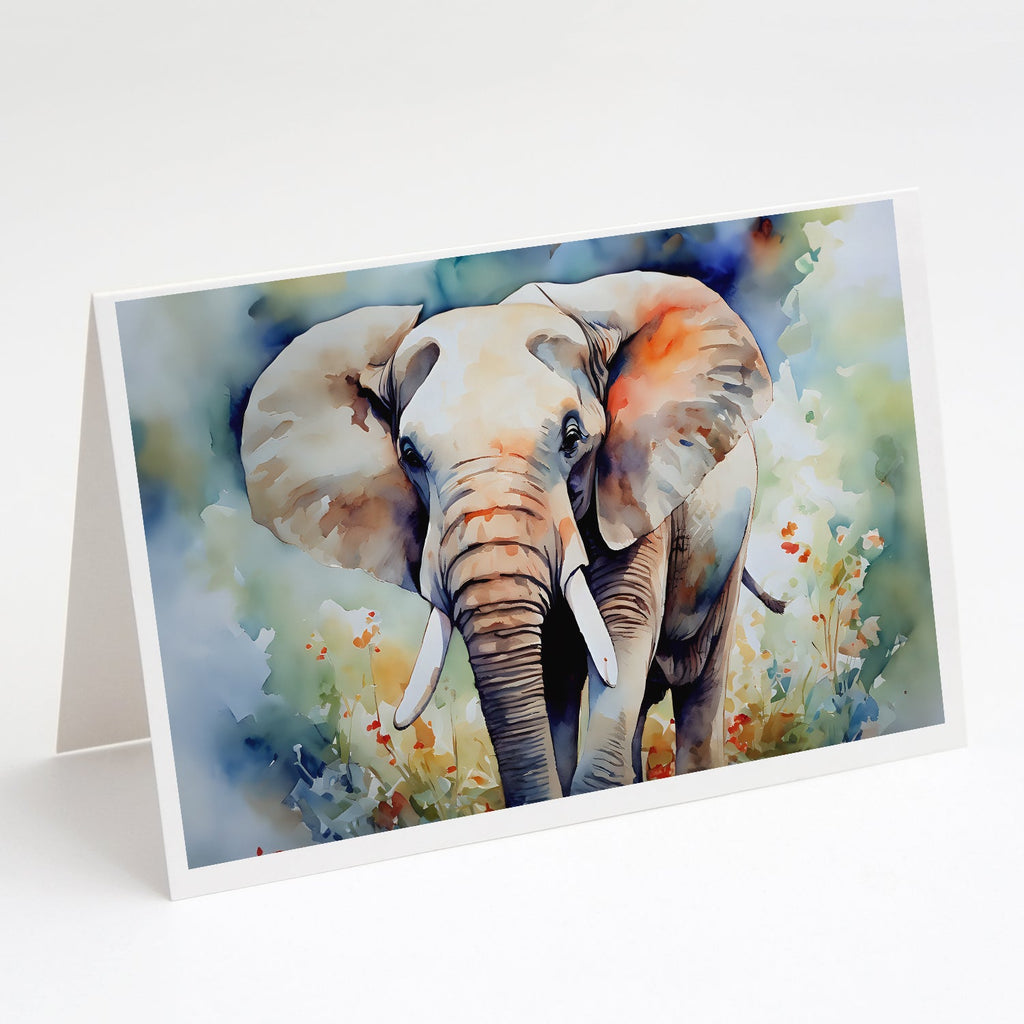 Elephant Greeting Cards Pack of 8 Blank Cards with Envelopes Whimsical A7 Size 5x7